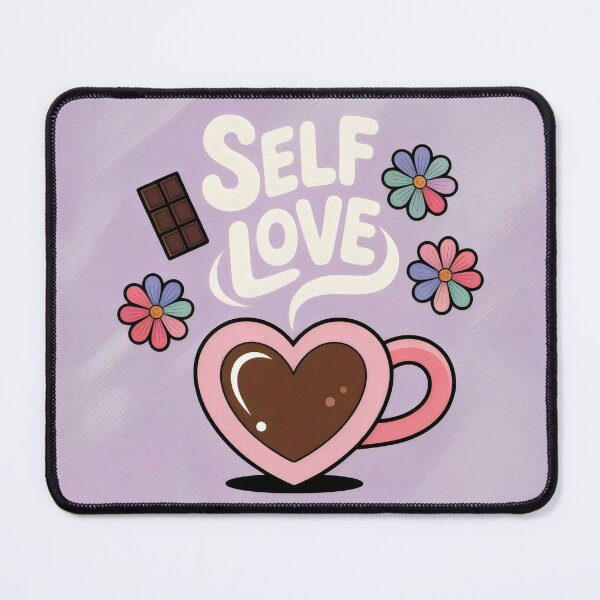 Item preview, Self Love Mug Design with Chocolate, Flowers, and Pastel Comfort Aesthetic designed and sold by SplashTastic.
