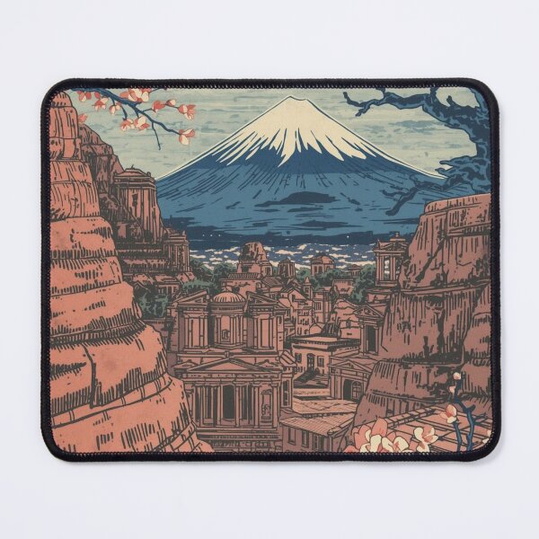 Item preview, Ukiyo-e Petra Treasury Mount Fuji Japanese Woodblock Print Art Poster designed and sold by Vandy Fullam.