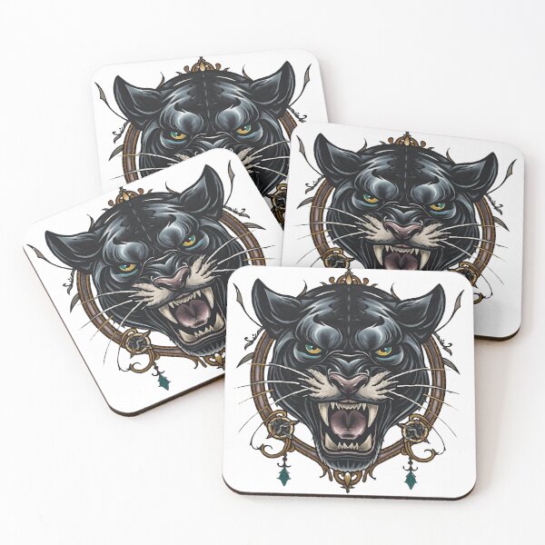 Item preview, Panther head with gold accents designed and sold by WhereHopeBlooms.