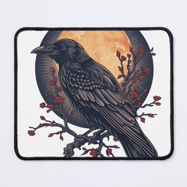 Item preview, Raven with moon and branches designed and sold by WhereHopeBlooms.