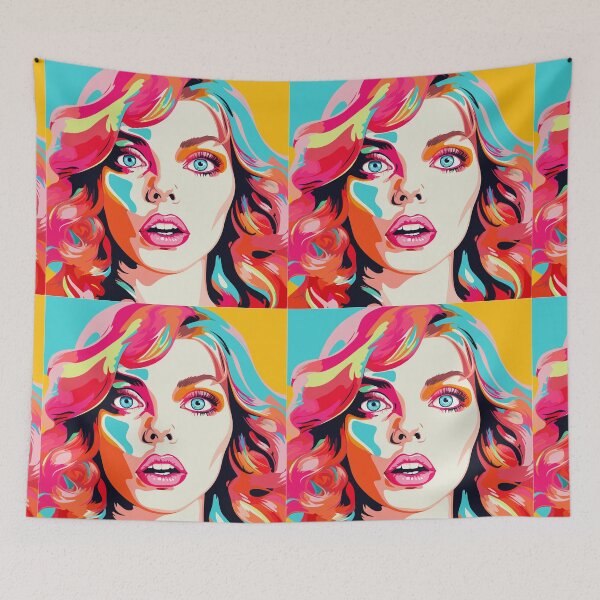 Item preview, Pop art portrait of a pretty, scared woman designed and sold by y-a-y.