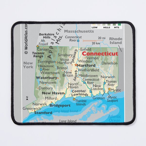 Item preview, Map of Connecticut – Physical Geography Overview designed and sold by WorldAtlas.com.
