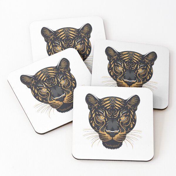 Item preview, Panther head with gold accents designed and sold by WhereHopeBlooms.