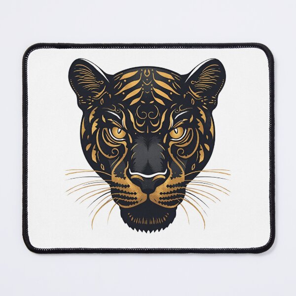 Item preview, Panther head with gold accents designed and sold by WhereHopeBlooms.
