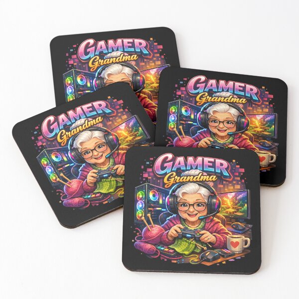 Item preview, Cute Gamer Grandma Knitting Funny Gaming Art designed and sold by Uglyandcute.