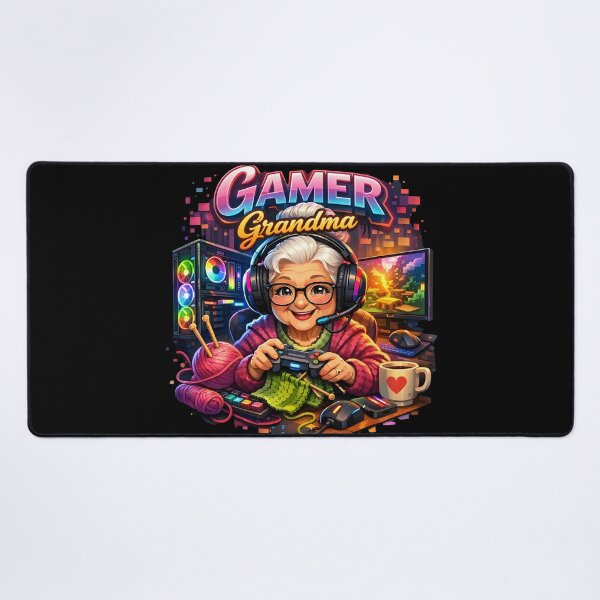 Item preview, Cute Gamer Grandma Knitting Funny Gaming Art designed and sold by Uglyandcute.