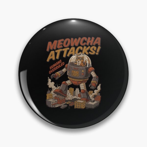 Item preview, Meowcha Attacks Retro Giant Robot Cat designed and sold by tollaru.