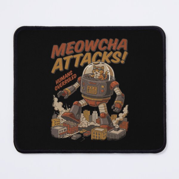 Item preview, Meowcha Attacks Retro Giant Robot Cat designed and sold by tollaru.