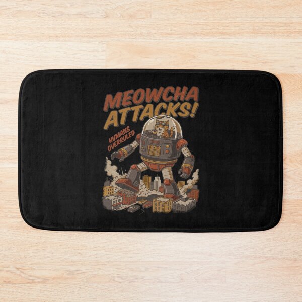 Item preview, Meowcha Attacks Retro Giant Robot Cat designed and sold by tollaru.