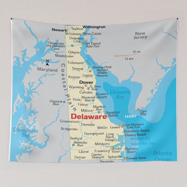 Item preview, Delaware Map – Cities, Coastline & Rivers designed and sold by WorldAtlas.com.