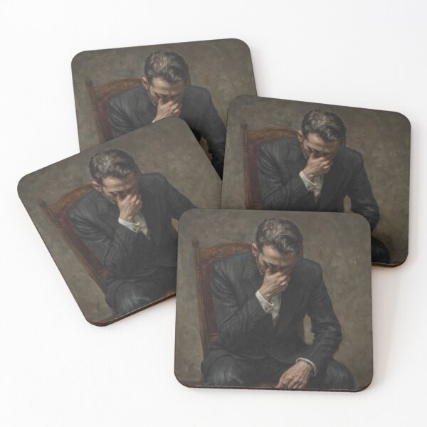 Item preview, Man in Deep Sorrow – Lonely and Painful Oil Painting Portrait designed and sold by Visualynx.