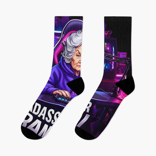 Item preview, Badass Gamer Grandma Streaming Gaming Illustration designed and sold by Uglyandcute.