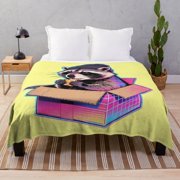 Item preview, Synthwave Trash Panda Vibe: Retro 80s Raccoon in Neon Grid Box designed and sold by Cherrydora.