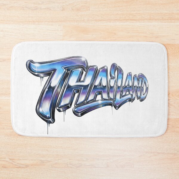 Item preview, Thailand Retro Chrome - Blue Metallic Airbrush Typography, Thailand Streetwear Logo - Glossy 3D Chrome Style designed and sold by Thai-Era-Shop.