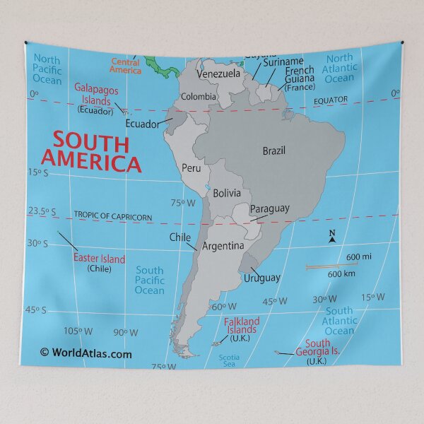 Item preview, Map of South America – Clear Continental Overview designed and sold by WorldAtlas.com.