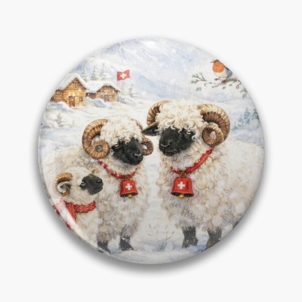 Item preview, Cute moutons in a snowy landscape of the Swiss Alps designed and sold by SELBONHOMIA.