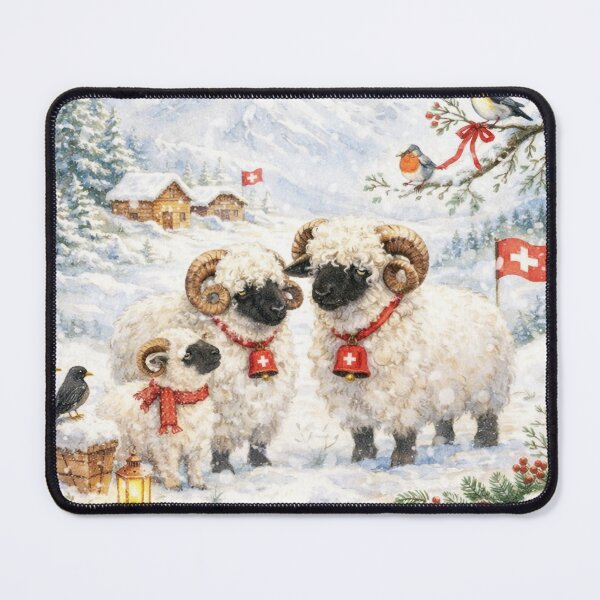 Item preview, Cute moutons in a snowy landscape of the Swiss Alps designed and sold by SELBONHOMIA.