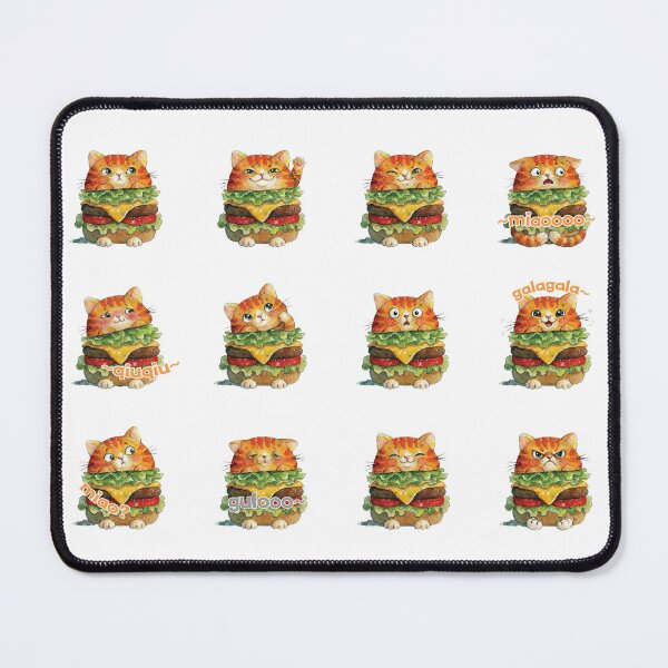 Item preview, Hanbao MIAO - Expressive Hamburger Cat Sticker Sheet designed and sold by homybear.
