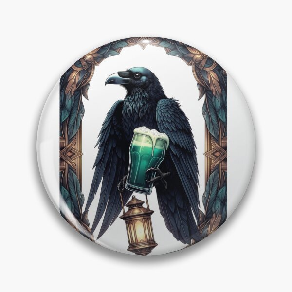 Item preview, Pint of No Regrets Just Shenanigans Raven T-Shirt | Sarcastic St Patrick's Day Emerald Drinking Emblem Tee designed and sold by YMLux.