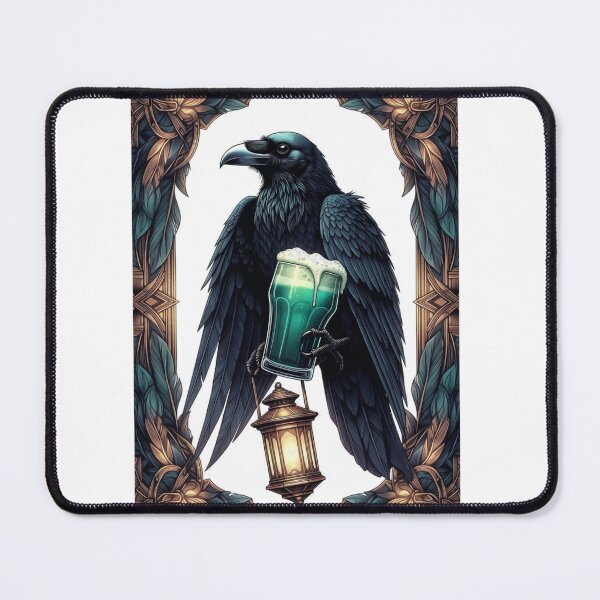 Item preview, Pint of No Regrets Just Shenanigans Raven T-Shirt | Sarcastic St Patrick's Day Emerald Drinking Emblem Tee designed and sold by YMLux.