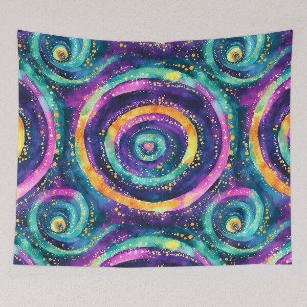 Item preview, Cosmic Swirl Abstract Pattern – Colorful Galaxy Watercolor Circles designed and sold by PixelExpressStudio.