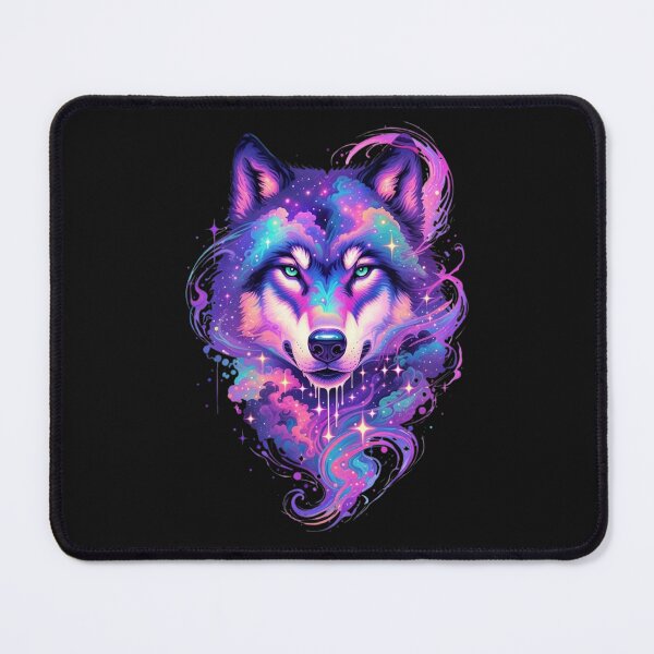 Item preview, Neon Galaxy Wolf Drip – Psychedelic Animal Art designed and sold by WeranovDesign.