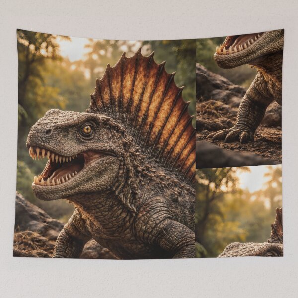 Item preview, Sun-Kissed Apex of the Paleozoic: Dimetrodon's Ferocious Glare designed and sold by PrehistoryPulse.