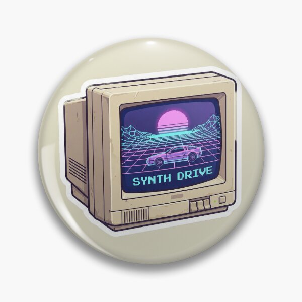 Artikelvorschau, Retro-CRT-Computermonitor | „Synth Drive“ Pixel-Synthwave-Ästhetik entworfen und verkauft von DigitalVibes Art, CreatorSpace, PixelMood. By AngryFish.Art..