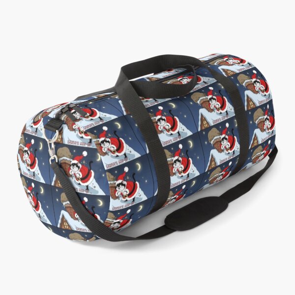 Item preview, A black cat, dressed as Santa Claus, stands on a snow-covered rooftop on a dark and cold night. designed and sold by PattaZone.