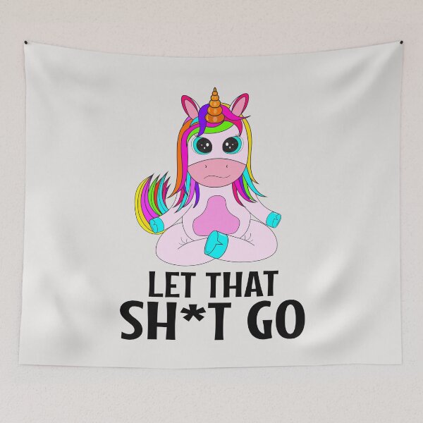 Item preview, Adorable Cartoon Unicorn Meditating in Lotus Pose with Rainbow Mane designed and sold by Best-Designers.