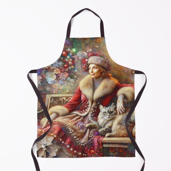 Item preview, Christmas Lady with a Cat and Reindeer designed and sold by M-Y-A-R-T-.