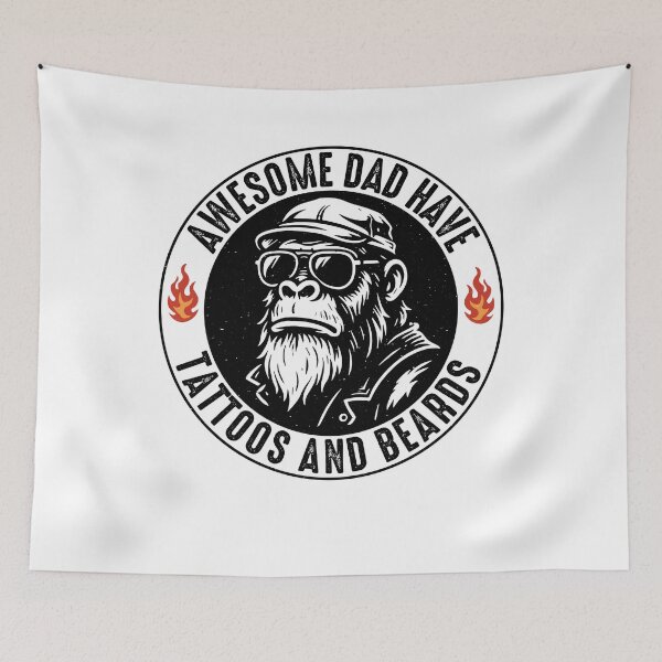 Item preview, Awesome Dad Have Tattoos and Beards – Funny Monkey Beard Dad designed and sold by gunaone-design.