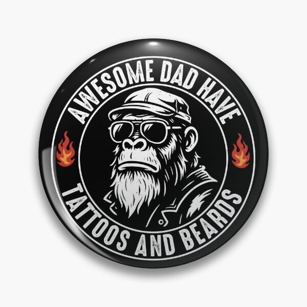 Item preview, Awesome Dads Have Tattoos and Beards – Funny Bearded Monkey designed and sold by gunaone-design.