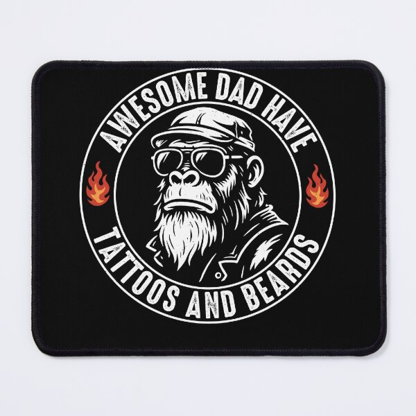Item preview, Awesome Dads Have Tattoos and Beards – Funny Bearded Monkey designed and sold by gunaone-design.