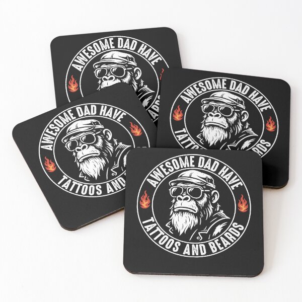 Item preview, Awesome Dads Have Tattoos and Beards – Funny Bearded Monkey designed and sold by gunaone-design.
