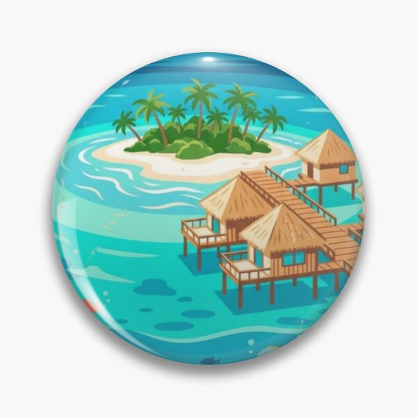 Item preview, "DISAPPEARING PARADISE" Maldives badge design - a beautiful yet thought-provoking design that celebrates the Maldives while raising environmental awareness! designed and sold by buycostarica.
