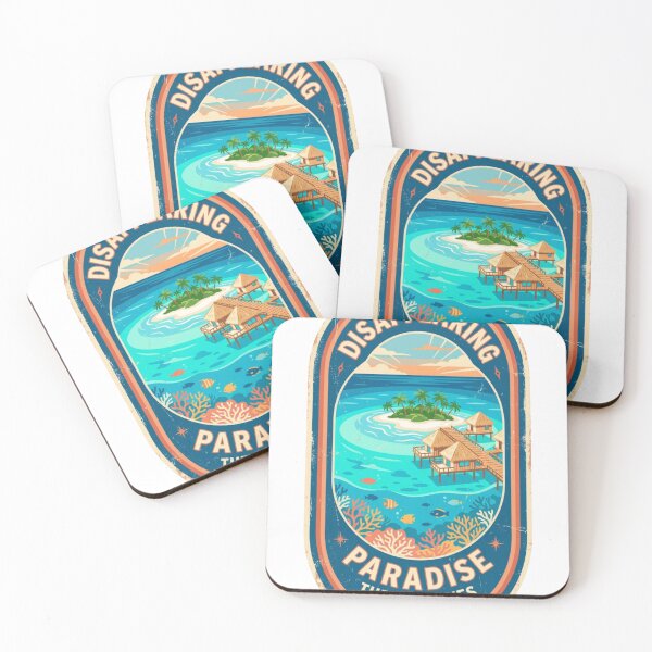 Item preview, "DISAPPEARING PARADISE" Maldives badge design - a beautiful yet thought-provoking design that celebrates the Maldives while raising environmental awareness! designed and sold by buycostarica.