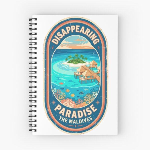 Item preview, "DISAPPEARING PARADISE" Maldives badge design - a beautiful yet thought-provoking design that celebrates the Maldives while raising environmental awareness! designed and sold by buycostarica.