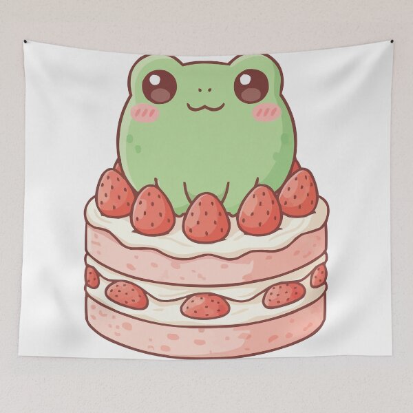 Item preview, Strawberry Frogcake – Aesthetic Pink Berry Frog Dessert designed and sold by Petzzz.