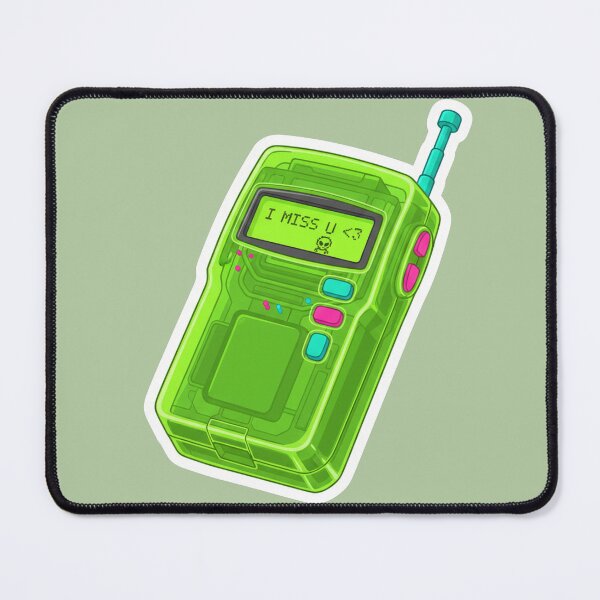 Item preview, Retro 90s Translucent Pager | "I MISS U <3" Neon Alien Aesthetic designed and sold by DigitalVibes Art, CreatorSpace, PixelMood. By AngryFish.Art..