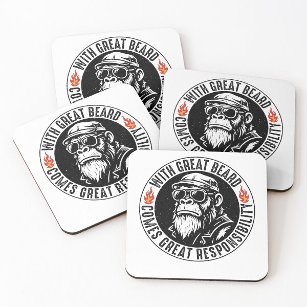 Item preview, With Great Beard Comes Great Responsibility – Respect the Beard Funny Monkey designed and sold by gunaone-design.