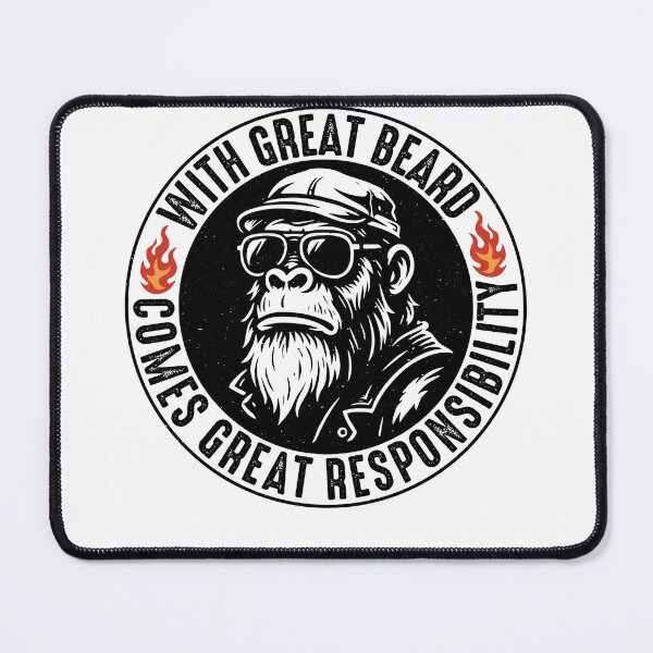 Item preview, With Great Beard Comes Great Responsibility – Respect the Beard Funny Monkey designed and sold by gunaone-design.