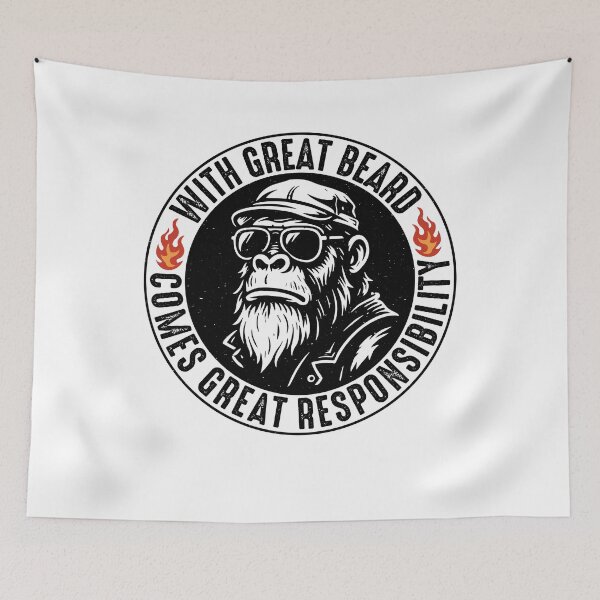 Item preview, With Great Beard Comes Great Responsibility – Respect the Beard Funny Monkey designed and sold by gunaone-design.