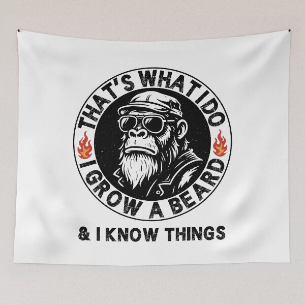 Item preview, That’s What I Do I Grow a Beard and I Know Things – Funny Monkey Beard designed and sold by gunaone-design.
