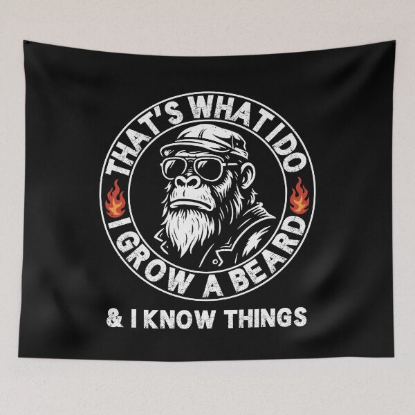 Item preview, That’s What I Do I Grow a Beard and I Know Things – Funny Monkey Beard designed and sold by gunaone-design.