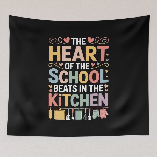 Item preview, Womens The Heart Of The School Beats In The Kitchen Cute Lunch Lady  designed and sold by VerseFarm.