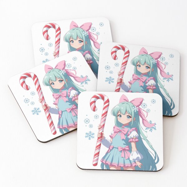 Item preview, Cute Kawaii Anime Candy Cane Girl Christmas Gift – Cute Winter Snowflake Pastel Bow Aesthetic designed and sold by wellie-chic.