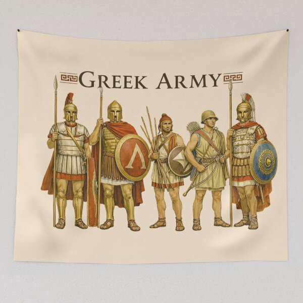 Item preview, Greek Spartan Army Ancient Warrior Art designed and sold by Retr0Tshirts.