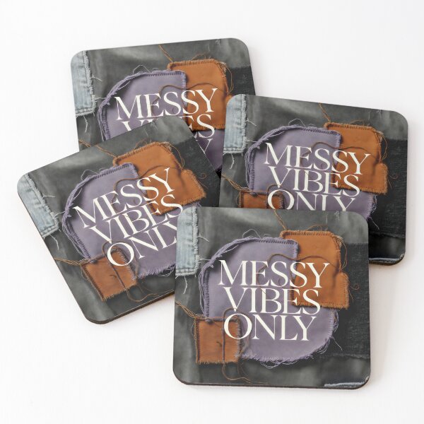 Item preview, Messy Vibes Only Patchwork Design with Frayed Textiles and Bold Affirmation designed and sold by SplashTastic.