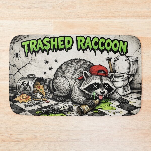 Item preview, Trashed Raccoon – Punk Bathroom Chaos Illustration designed and sold by zuzzelek44.